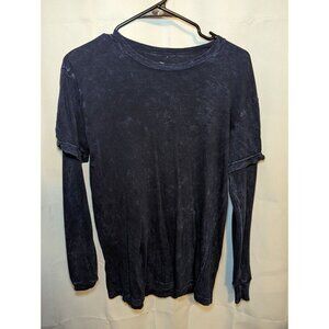 Vtg Point Zero Blue Marble Long Sleeve Thermal Built In Mens Shirt Size Small